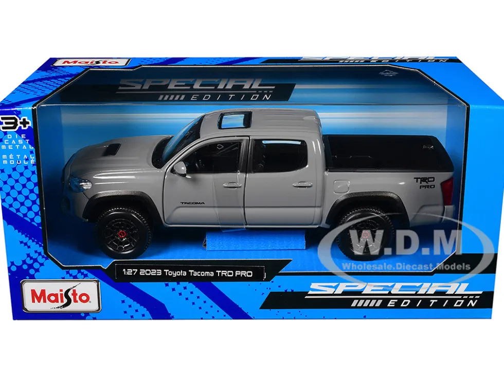 2023 Toyota Tacoma TRD PRO Pickup Truck Gray with Sunroof Special Edition Series 1/27 Diecast Model Car Maisto 32910GRY