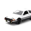 Toyota Trueno (AE86) RHD (Right Hand Drive) White and Black with Graphics and Takumi Diecast Figure "Initial D" (1998-2021) TV Series "Anime Hollywood Rides" Series 1/24 Diecast Model by Jada