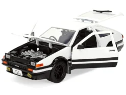 Toyota Trueno (AE86) RHD (Right Hand Drive) White and Black with Graphics and Takumi Diecast Figure 