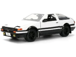 Toyota Trueno (AE86) RHD (Right Hand Drive) White and Black with Graphics and Takumi Diecast Figure 