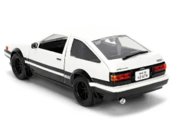 Toyota Trueno (AE86) RHD (Right Hand Drive) White and Black with Graphics and Takumi Diecast Figure 