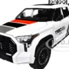 2023 Toyota Tundra TRD 4x4 Pickup Truck White and Red with Black and Gray Stripes with Sunroof and Wheel Rack Limited Edition to 2400 pieces Worldwide 1/24 Diecast Model Car