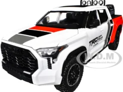 2023 Toyota Tundra TRD 4x4 Pickup Truck White and Red with Black and Gray Stripes with Sunroof and Wheel Rack Limited Edition to 2400 pieces Worldwide 1/24 Diecast Model Car