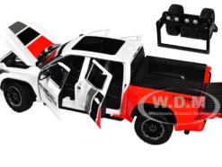 2023 Toyota Tundra TRD 4x4 Pickup Truck White and Red with Black and Gray Stripes with Sunroof and Wheel Rack Limited Edition to 2400 pieces Worldwide 1/24 Diecast Model Car