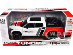 2023 Toyota Tundra TRD 4x4 Pickup Truck White and Red with Black and Gray Stripes with Sunroof and Wheel Rack Limited Edition to 2400 pieces Worldwide 1/24 Diecast Model Car