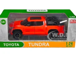 2023 Toyota Tundra TRD 4x4 Pickup Truck Solar Octane Orange with Sunroof and Wheel Rack 1/24 Diecast Model Car H08555R-SO