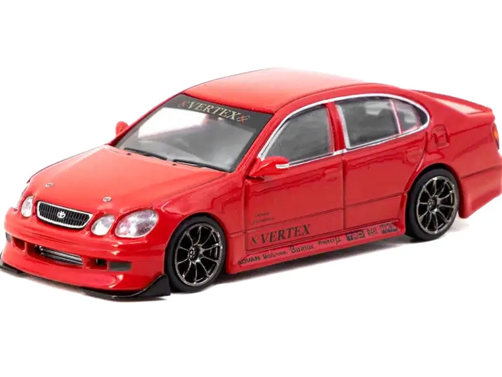 Toyota Vertex Aristo JZS161 RHD (Right Hand Drive) Red with Tarmac Cards "Global64" Series 1/64 Diecast Model by Tarmac Works