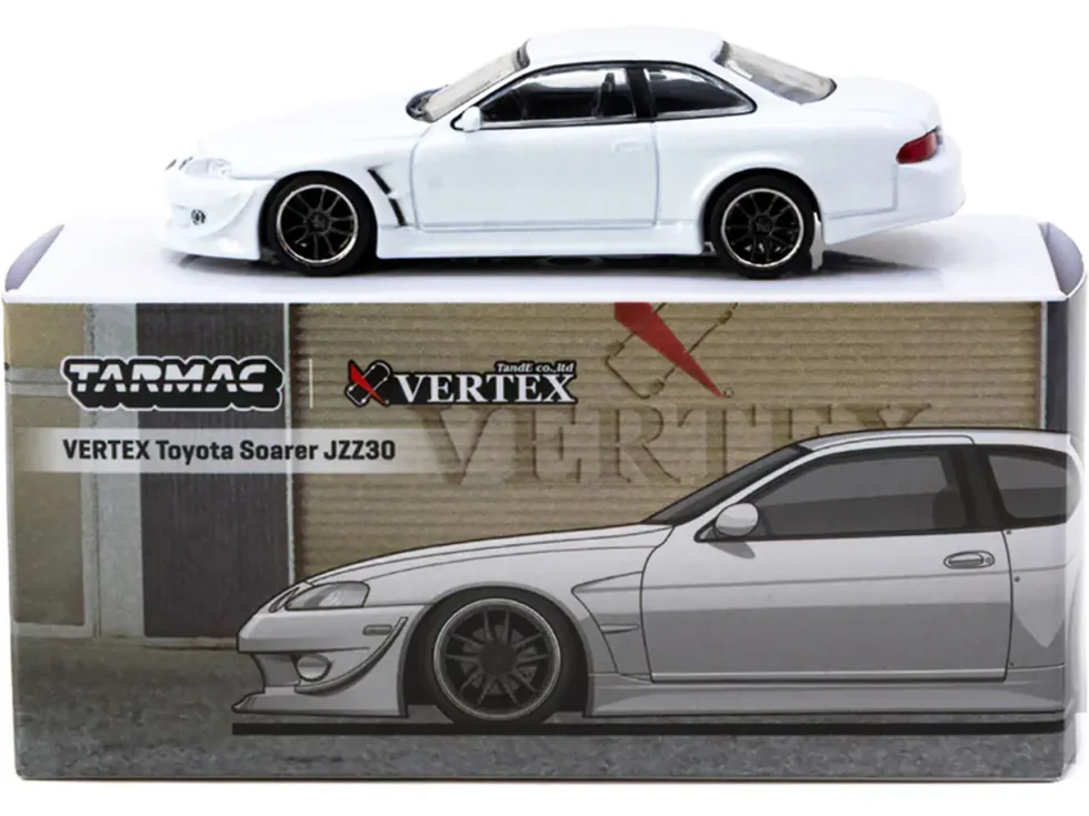 Toyota VERTEX Soarer JZZ30 RHD (Right Hand Drive) White Metallic "Global64" Series 1/64 Diecast Model by Tarmac Works