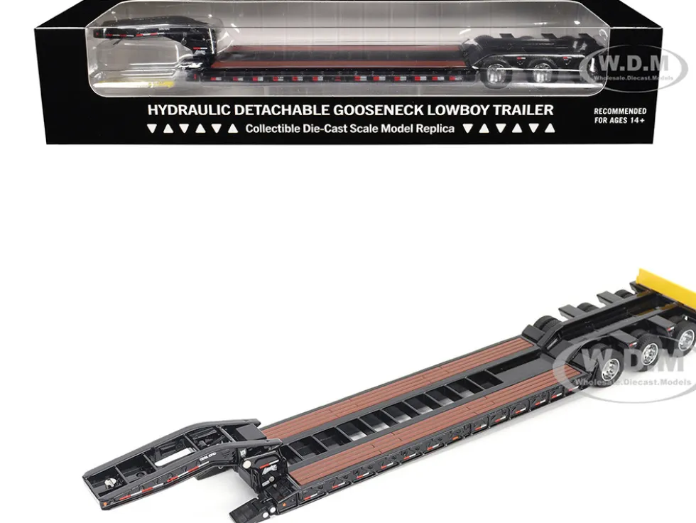 Trail King TK120 Hydraulic Detachable Gooseneck Lowboy Trailer Black (Regular Version) "Transport Series" 1/50 Diecast Model by Diecast Masters