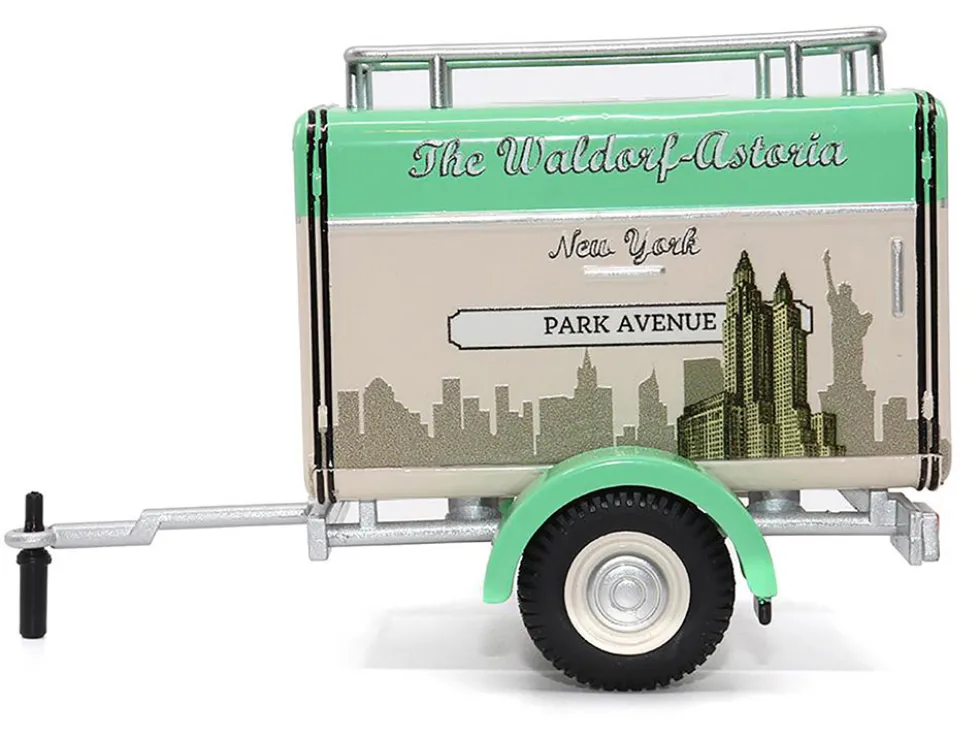 Travel Trailer Beige with Light Green Top The Waldorf Astoria Luggage Service New York Park Avenue 1/24 Diecast Model Car Motor City Classics 88002