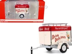Travel Trailer Cream with Red Top Pause and Refresh Yourself Drink Delicious Coca Cola 1/24 Diecast Model Car Motor City Classics 424700