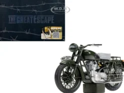 Triumph TR6 Trophy Motorcycle Dark Green Weathered The Great Escape 1963 Movie Diecast Model Corgi CC08501