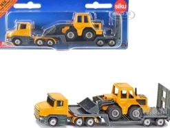 Truck with Low Loader Trailer and Front Loader Yellow Diecast Model Siku 1616