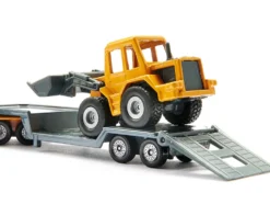 Truck with Low Loader Trailer and Front Loader Yellow Diecast Model Siku 1616