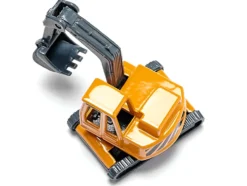 Truck with Low Loader Trailer and Excavator Yellow Diecast Model Siku 1611