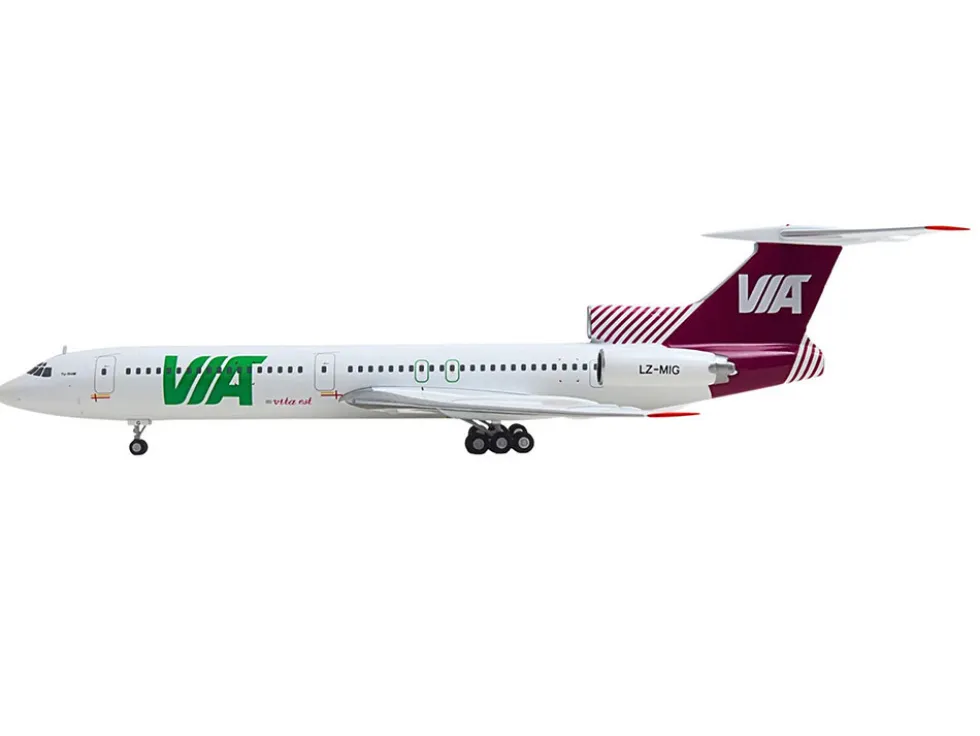 Tupolev TU-154M Commercial Aircraft "Air Via" (LZ-MIG) White with Red Tail 1/200 Diecast Model Airplane by Herpa