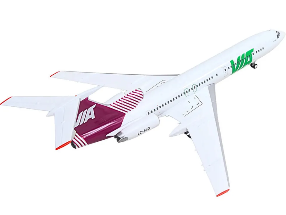 Tupolev TU-154M Commercial Aircraft "Air Via" (LZ-MIG) White with Red Tail 1/200 Diecast Model Airplane by Herpa