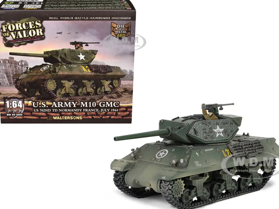 U.S. Army M10 GMC Tank "702nd Tank Destroyer Battalion, Normandy, France" (1944) United States Army "Mini AFV" Series 1/64 Diecast Model by Forces of Valor