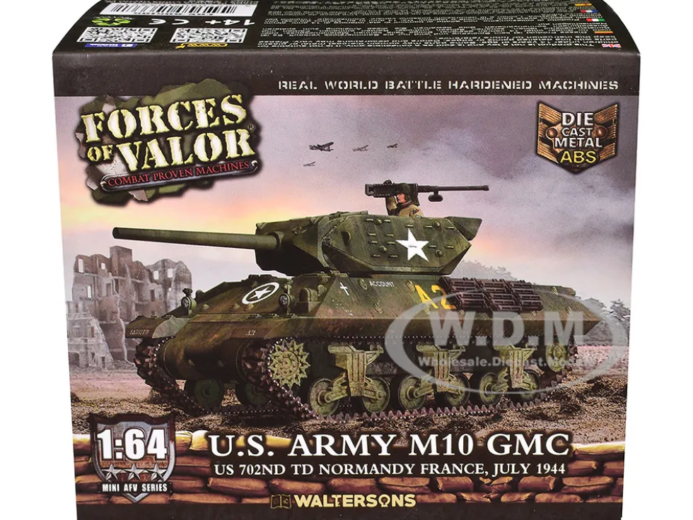 U.S. Army M10 GMC Tank "702nd Tank Destroyer Battalion, Normandy, France" (1944) United States Army "Mini AFV" Series 1/64 Diecast Model by Forces of Valor