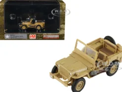 U.S. 1/4 ton Military Vehicle Desert Sand "British 8th Army, Gen. Bernard Montgomery, Sicily" (1943) Royal Army "Ground Power Series" 1/72 Diecast Model by Hobby Master