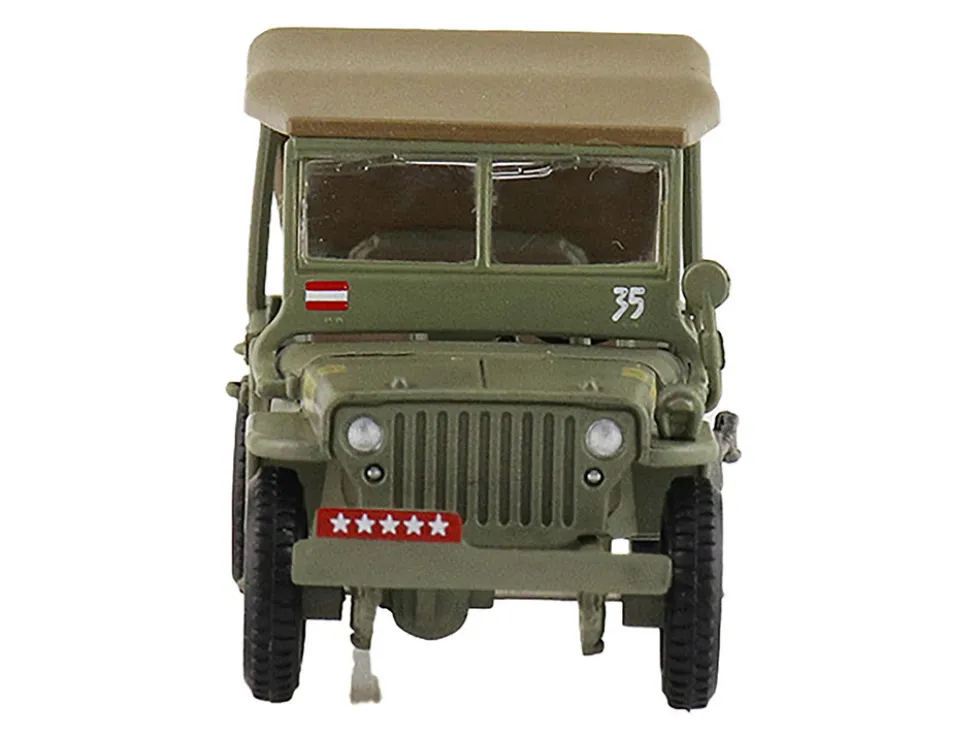 U.S. 1/4 ton Military Vehicle Olive Drab "Gen. Douglas MacArthur, Leyte, WWII" (1945) United States Army "Ground Power Series" 1/72 Diecast Model by Hobby Master