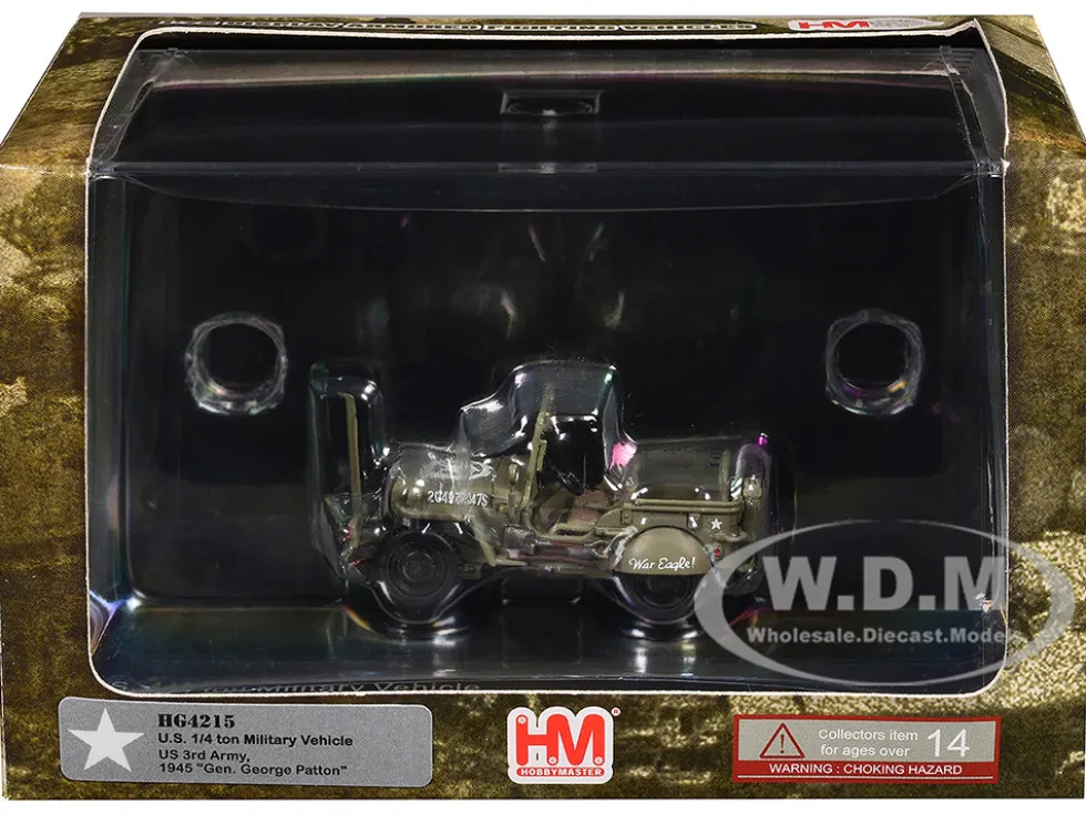 U.S. 1/4 ton Military Vehicle Olive Drab "Gen. George Patton, US 3rd Army, War Eagle" (1945) United States Army "Ground Power Series" 1/72 Diecast Model by Hobby Master