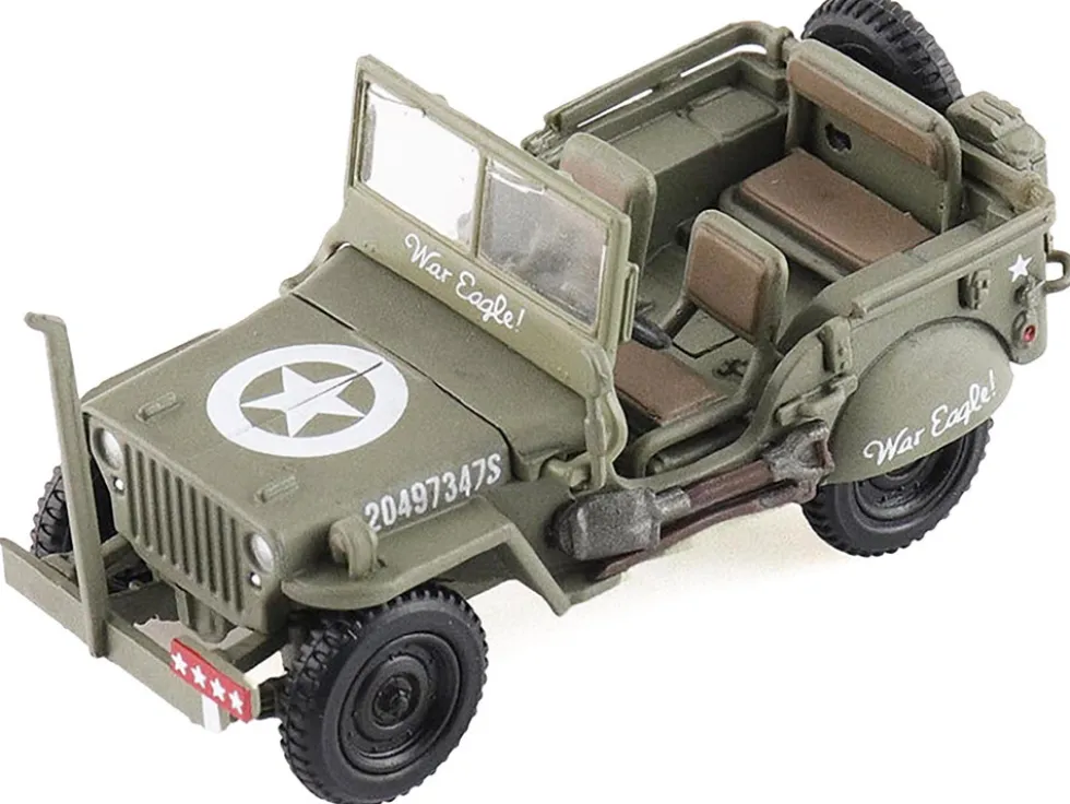 U.S. 1/4 ton Military Vehicle Olive Drab "Gen. George Patton, US 3rd Army, War Eagle" (1945) United States Army "Ground Power Series" 1/72 Diecast Model by Hobby Master