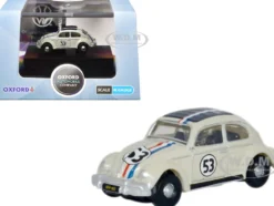 Volkswagen Beetle #53 Beige with Stripes and Black Top 1/148 (N) Scale Diecast Model Car by Oxford Diecast