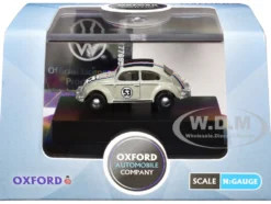 Volkswagen Beetle #53 Beige with Stripes and Black Top 1/148 (N) Scale Diecast Model Car by Oxford Diecast