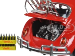 1966 Volkswagen Beetle Coca Cola Rear Luggage Rack 2 Bottle Cases 1/24 Diecast Model Car Motor City Classics 424067