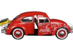 1966 Volkswagen Beetle Coca Cola Rear Luggage Rack 2 Bottle Cases 1/24 Diecast Model Car Motor City Classics 424067