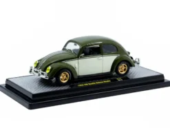 1952 Volkswagen Beetle Deluxe Model Dark Green with Beige Sides Limited Edition to 5250 pieces Worldwide 1/24 Diecast Model Car by M2 Machines