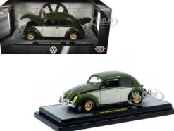 1952 Volkswagen Beetle Deluxe Model Dark Green with Beige Sides Limited Edition to 5250 pieces Worldwide 1/24 Diecast Model Car by M2 Machines
