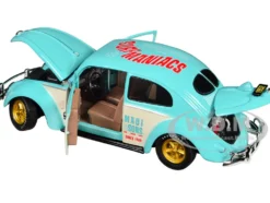 1952 Volkswagen Beetle Deluxe Model Light Blue and Wimbledon White Maui & Sons Limited Edition to 3850 pieces Worldwide 1/24 Diecast Model Car M2 Machines 40300-101A