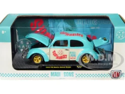 1952 Volkswagen Beetle Deluxe Model Light Blue and Wimbledon White Maui & Sons Limited Edition to 3850 pieces Worldwide 1/24 Diecast Model Car M2 Machines 40300-101A