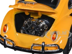 1966 Volkswagen Beetle Follow Me Airport Safety Vehicle Yellow Black Stripes 1/24 Diecast Model Car Motormax 79590