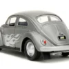 1959 Volkswagen Beetle Gray Metallic with Silver Flames and Boxing Gloves Accessory Punch Buggy Series 1/32 Diecast Model Car Jada JA34235