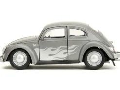 1959 Volkswagen Beetle Gray Metallic with Silver Flames and Boxing Gloves Accessory Punch Buggy Series 1/32 Diecast Model Car Jada JA34235