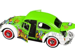 1966 Volkswagen Beetle Green with Graffiti Graphics 1/24 Diecast Model Car by Motormax