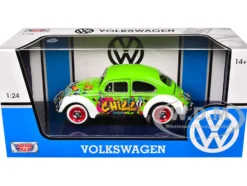 1966 Volkswagen Beetle Green with Graffiti Graphics 1/24 Diecast Model Car by Motormax
