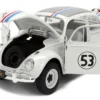 Volkswagen Beetle #53 "Herbie" White with Stripes "The Love Bug" (1968) Movie with Extra Wheels 1/24 Diecast Model Car by Jada