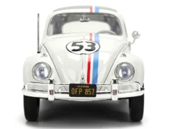 Volkswagen Beetle #53 "Herbie" White with Stripes "The Love Bug" (1968) Movie with Extra Wheels 1/24 Diecast Model Car by Jada