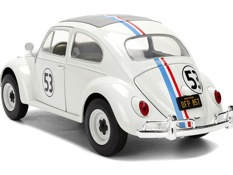 Volkswagen Beetle #53 "Herbie" White with Stripes "The Love Bug" (1968) Movie with Extra Wheels 1/24 Diecast Model Car by Jada