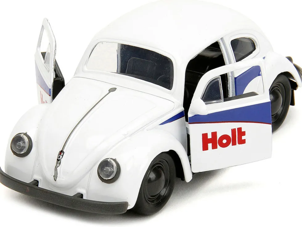 1959 Volkswagen Beetle Holt White with Blue Graphics and Boxing Gloves Accessory Punch Buggy Series 1/32 Diecast Model Car Jada 34237