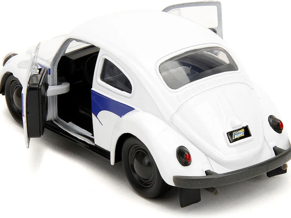 1959 Volkswagen Beetle Holt White with Blue Graphics and Boxing Gloves Accessory Punch Buggy Series 1/32 Diecast Model Car Jada 34237