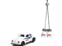 1959 Volkswagen Beetle Holt White with Blue Graphics and Boxing Gloves Accessory Punch Buggy Series 1/32 Diecast Model Car Jada 34237