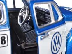 1966 Volkswagen Beetle Off Road #1718 Blue Metallic and White with German Flag Stripes and Roof Rack Accessories 1/24 Diecast Model Car by Motormax