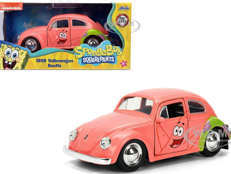 1959 Volkswagen Beetle "Patrick Star" Livery Pink "SpongeBob SquarePants" (1999-Current) TV Series "Hollywood Rides" Series 1/32 Diecast Model Car by Jada