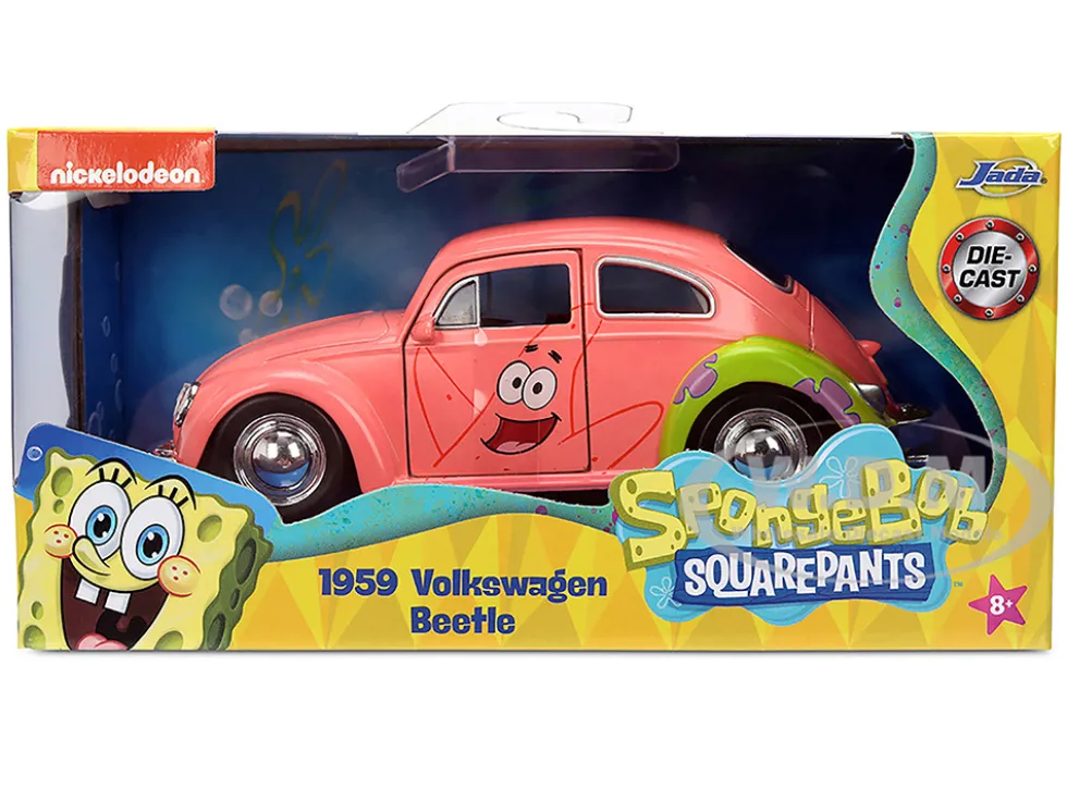 1959 Volkswagen Beetle "Patrick Star" Livery Pink "SpongeBob SquarePants" (1999-Current) TV Series "Hollywood Rides" Series 1/32 Diecast Model Car by Jada