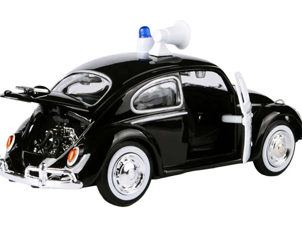 1966 Volkswagen Beetle Police Car Black White 1/24 Diecast Model Car Motormax 79578